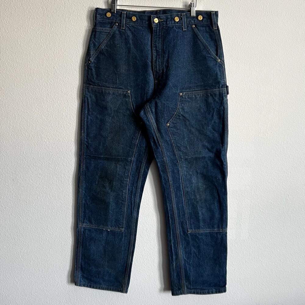 Carhartt B07 DNM blue jeans double knee work wear carpenter pants